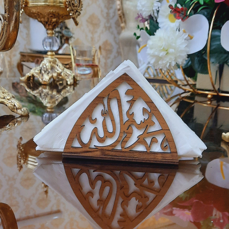 جای دستمال کاغذی چوبی تیکما مدل مذهبی کد KIT D5B بسته 2 عددی