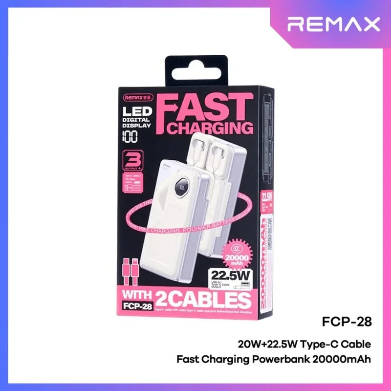 پاوربانک 22.5 وات ریمکس مدل FCP-28 ظرفیت 20000 میلی آمپر ساعت