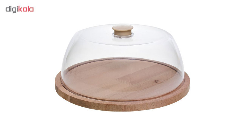 کیک‌خوری یک طبقه چوبی با درب پلاستیکی شفاف کد 403، قطر 29cm و ارتفاع 13.5cm