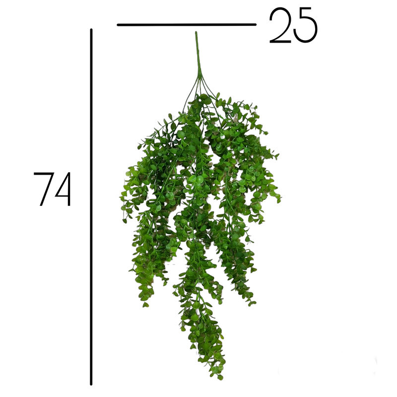 گل مصنوعی آویز شمشاد، 5 شاخه، ابعاد 2×22×74 سانتی‌متر، وزن 100 گرم