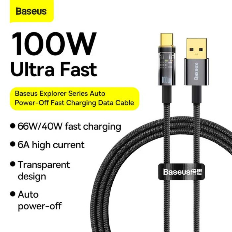 کابل تبدیل USB به USB-C بیسوس مدل Explorer CATS000301 به طول 2 متر