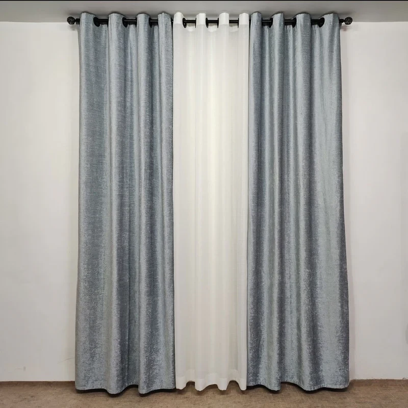 پرده مدل  پانچ مخمل ساده شانل سایز 280x145 سانتی‌متر
