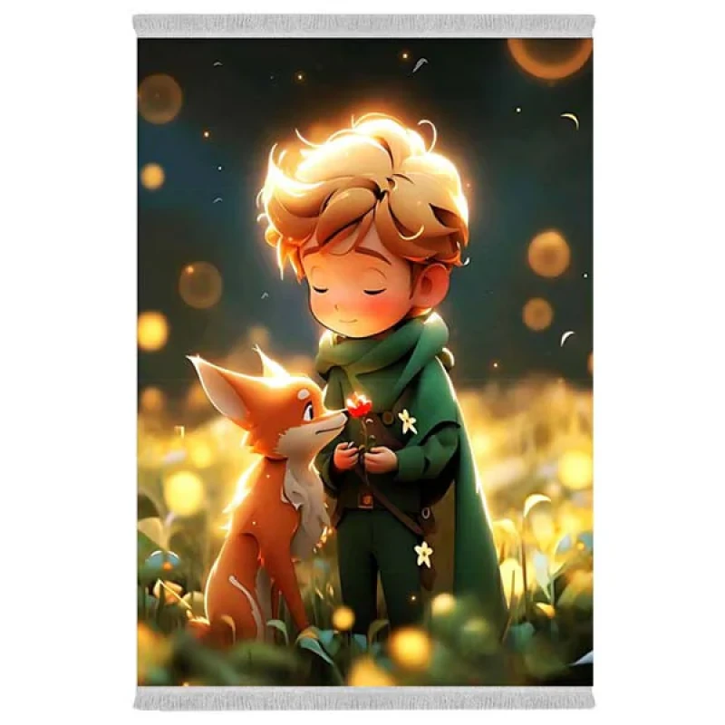 فرش پارچه‌ای دفه مدل فرشینه شانل مخمل ترک طرح فانتزی کد 01545