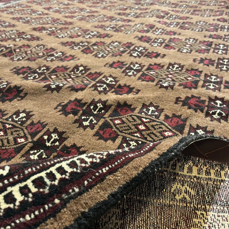 فرش دستبافت ترکمن شش متری کد Nkpa.ha.q19 زمینه قهوه ای