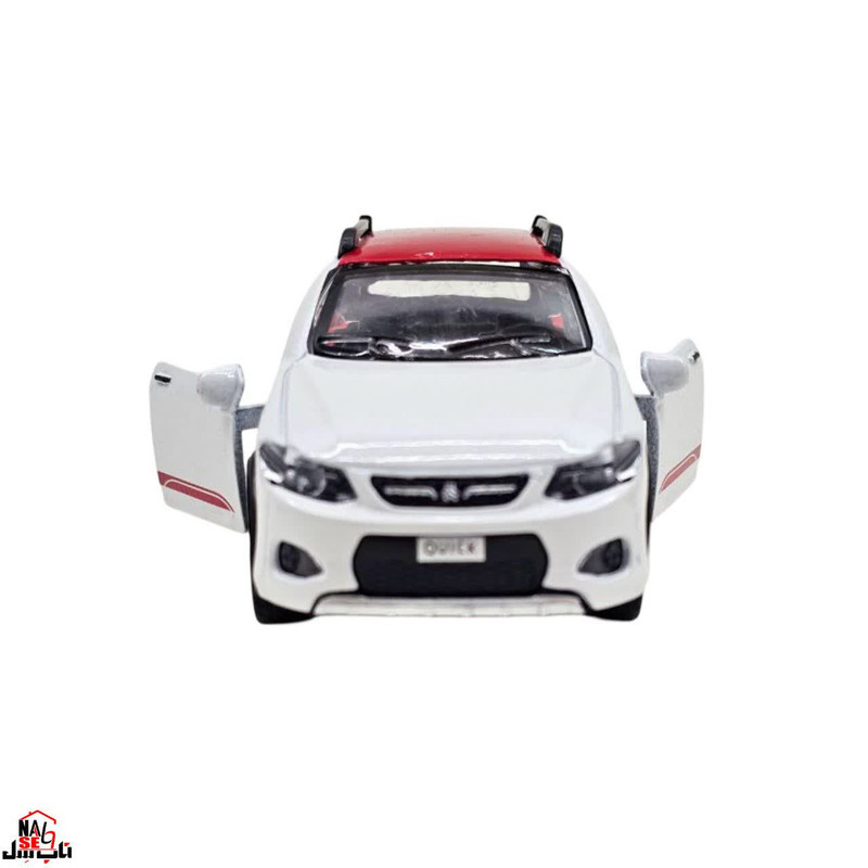 ماشین بازی سواری فلزی عقب‌کش چراغ‌دار و موزیکال ناب سل مدل کوییک با چرخ لاستیکی و در بازشو از بغل