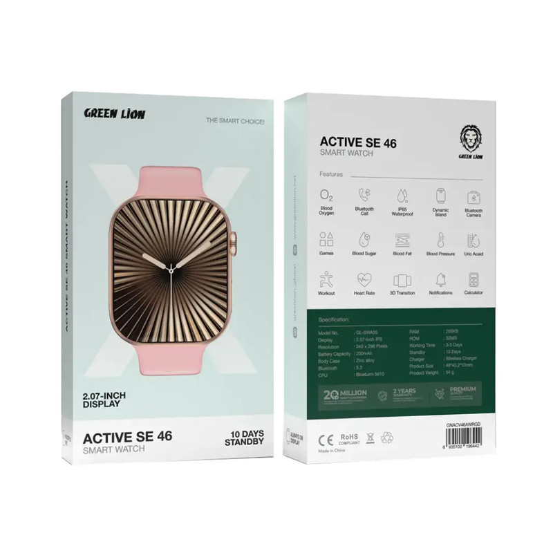 ساعت هوشمند 2.07 اینچی گرین لاین مدل ACTIVE SE 46 با بند سیلیکونی