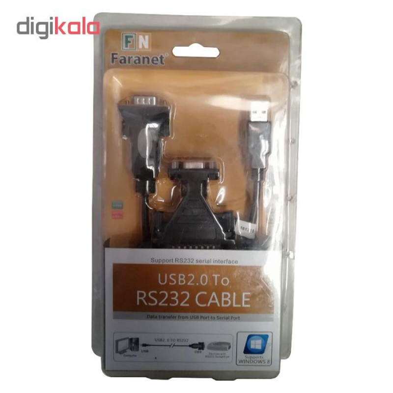 کابل تبدیل USB به RS232 فرانت کد 2180-2768 طول 1.8 متر به همراه مبدل 9 پین به 25 پین