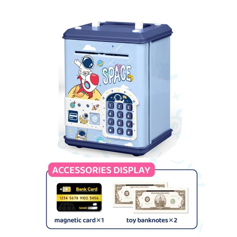 اسباب بازی مدل قلک رمز دار گاوصندوقی طرح فضا نورد اثر انگشتی کد SAFE.BOX-TRB