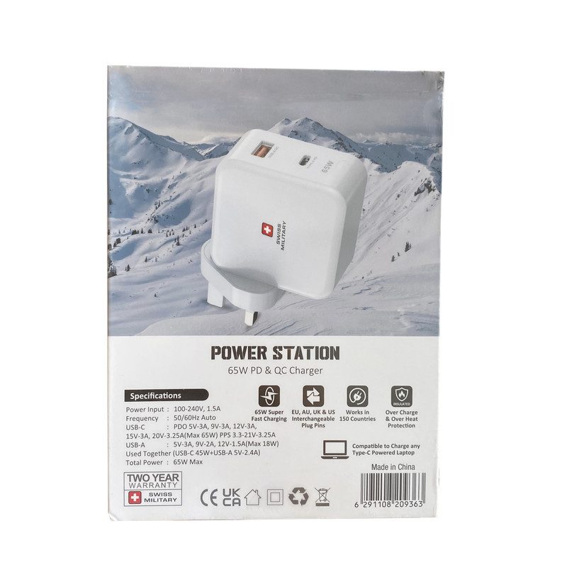آداپتور شارژر 65 وات سوییس میلیتری مدل Power Station به همراه مبدل برق