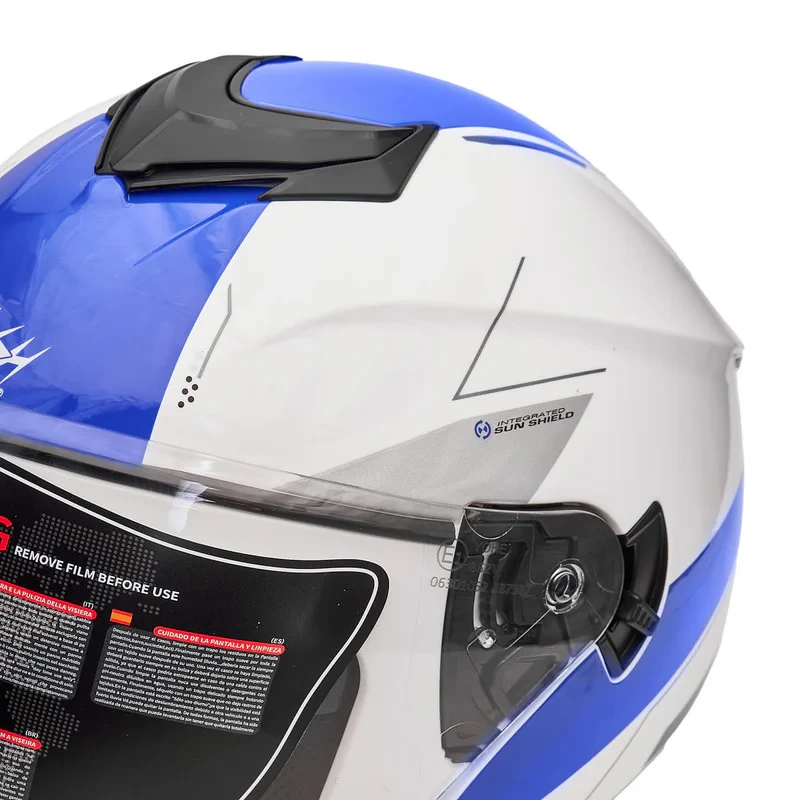 کلاه کاسکت بدون فک فلش مدل 852 glossy white-blue