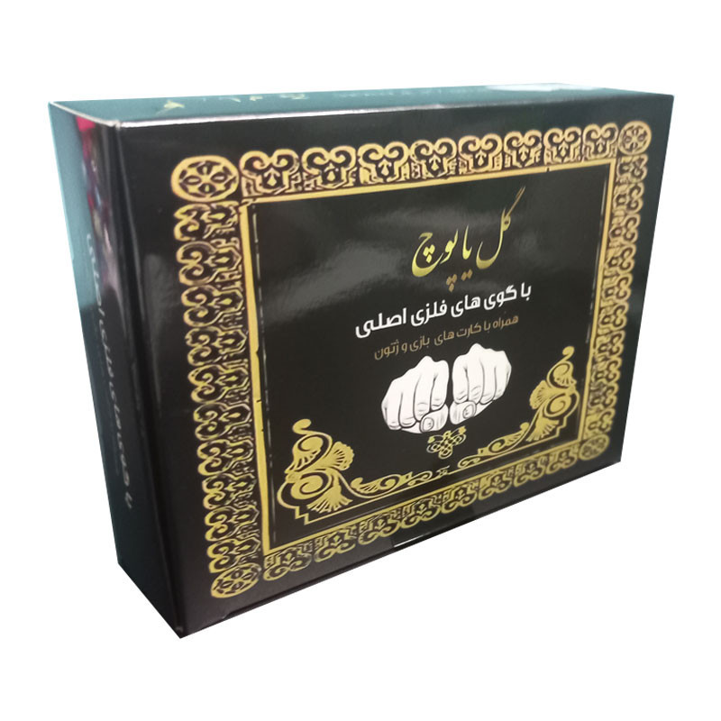 بازی فکری مهره‌ای گل یا پوچ با 4 گوی فلزی اصلی، 16 کارت بازی، ژتون شیر یا خط، مناسب 2 تا 20 نفر، درجه سختی آسان، مدت زمان کمتر از یک ساعت، سبک سنتی ایرانی و حدس زدنی