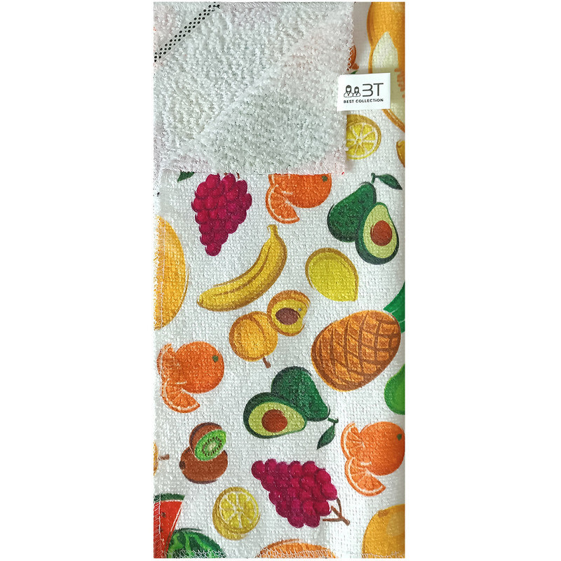 دستمال نظافت آشپزخانه بی تی مدل میکروفایبر طرح میوه کد 30x30W269 بسته 2 عددی