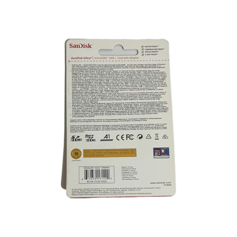 کارت حافظه microSDHC سن دیسک مدل Ultra A1 کلاس 10 استاندارد UHS-I سرعت 100MBps ظرفیت 32 گیگابایت به همراه آداپتور SD
