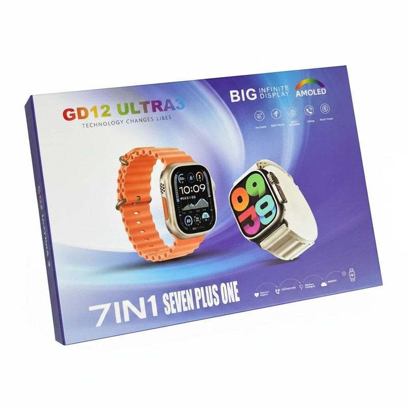 ساعت هوشمند 49 میلی متری جی دی الترا مدل 7IN1 SEVEN PLUS ONE با بند سیلیکونی