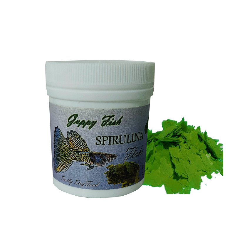 غذای ماهی گوپی مدل spirlina garlic  وزن 120 گرم بسته 4 عددی