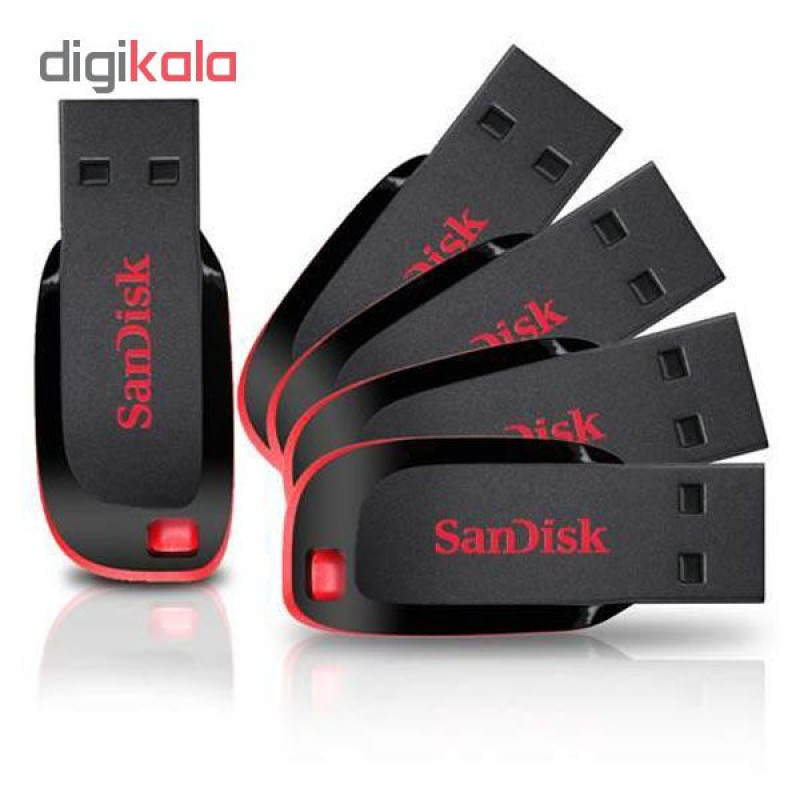 فلش مموری سن دیسک مدل Cruzer Blade CZ50 ظرفیت 32 گیگابایت با رابط USB 2.0، سرعت انتقال 480 مگابیت بر ثانیه، قابلیت رمزگذاری اطلاعات و بدنه مقاوم در برابر لک و اثر انگشت