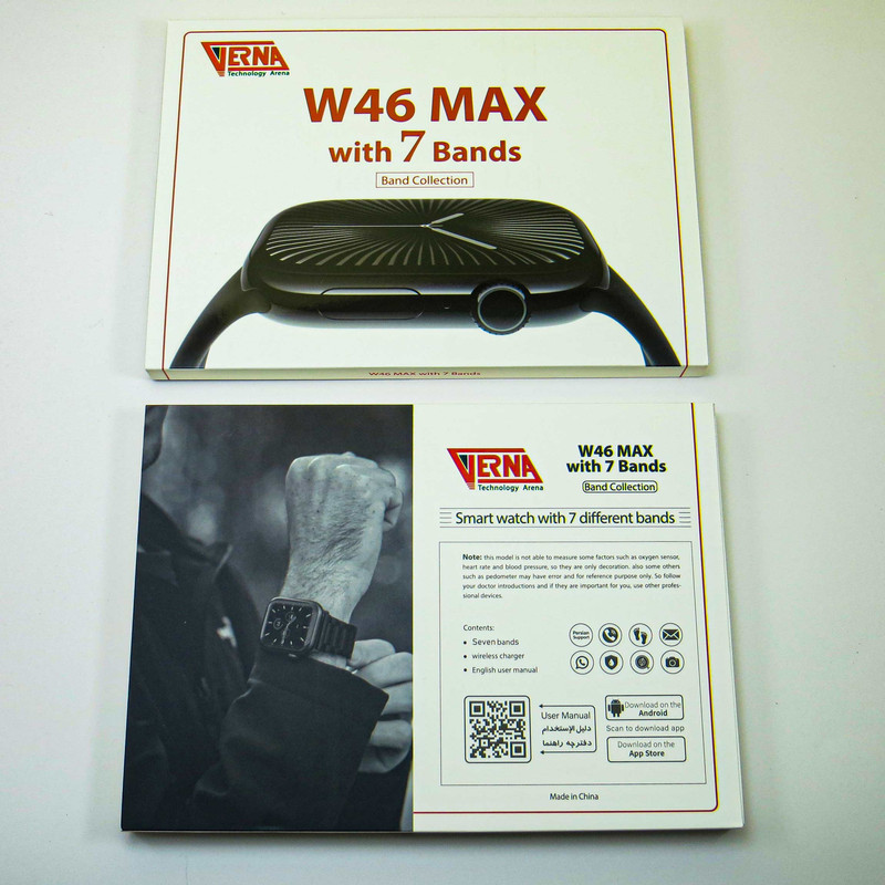 ساعت هوشمند 46 میلیمتری ورنا مدل W46 MAX با بند فلزی به همراه 6 بند اضافه