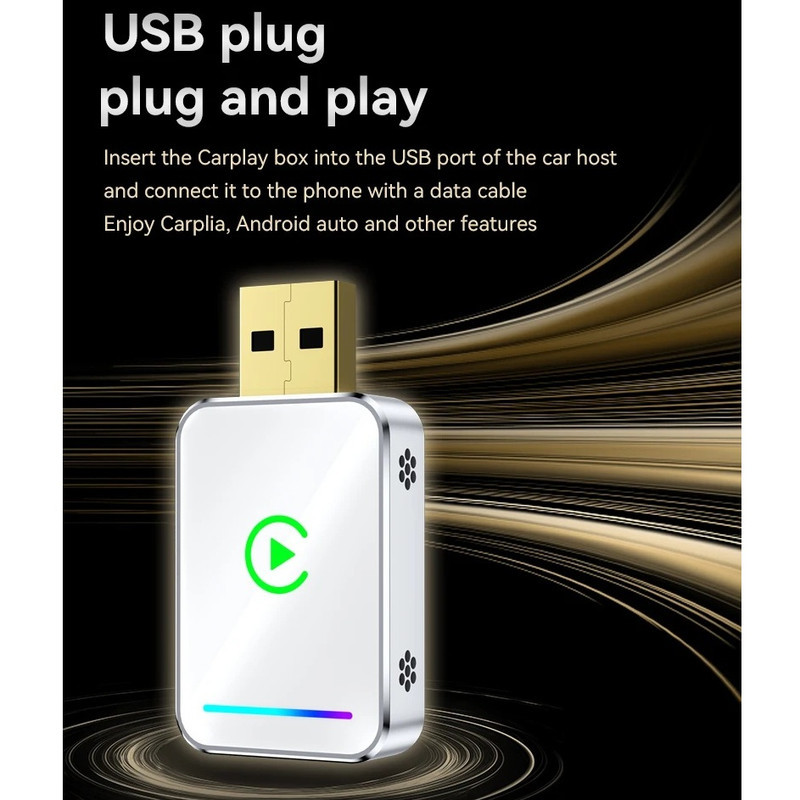 کارپلی و اندروید اتو مدل Wireless CarPlayAndroid Auto Q1JS به همراه مبدل USB به USB-C