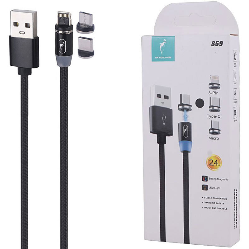 کابل تبدیل USB به microUSB  USB-C  لایتنینگ کد MAGNETI طول 1 متر