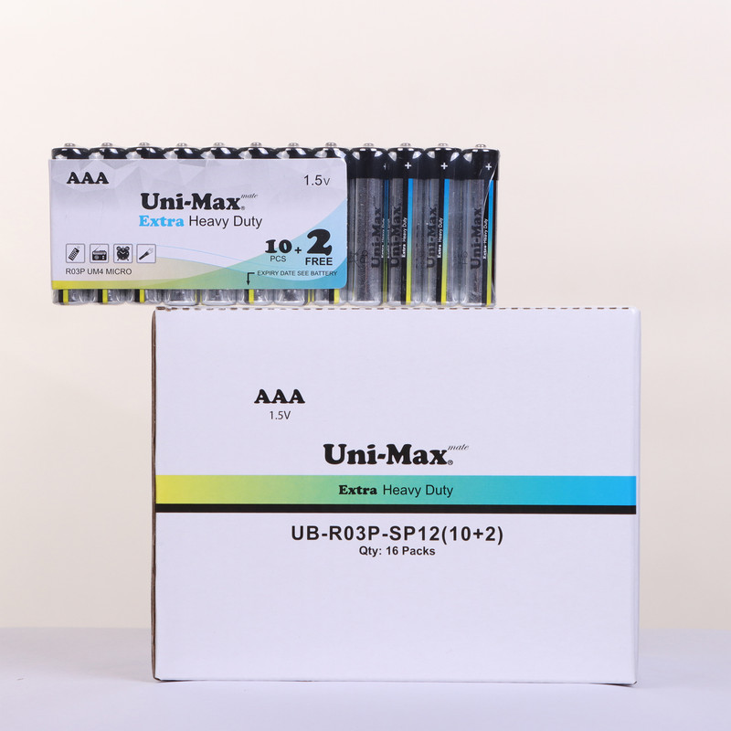 باتری نیم قلمی یونی مکس مدل Extra Heavy Duty بسته 12 عددی