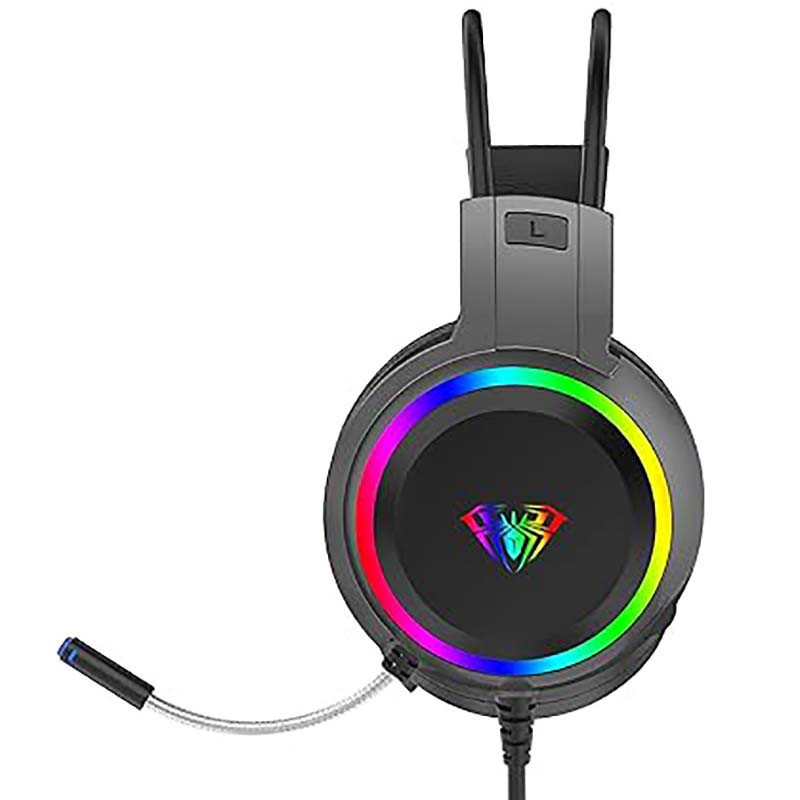 هدست گیمینگ ‌ آئولا مدل S608، بدون قابلیت نویز کنسلینگ، درگاه شارژ USB Type-C، درایور 50 میلی متری، میکروفون قابل تنظیم، دارای نورپردازی RGB