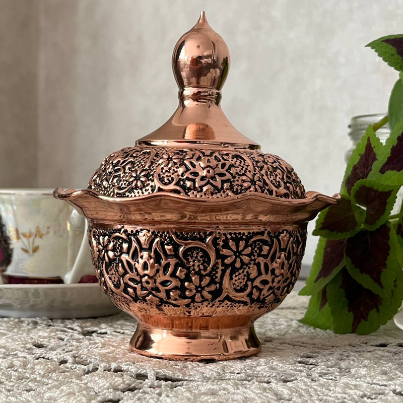 قندان مسی مدل گلبرگ نانو