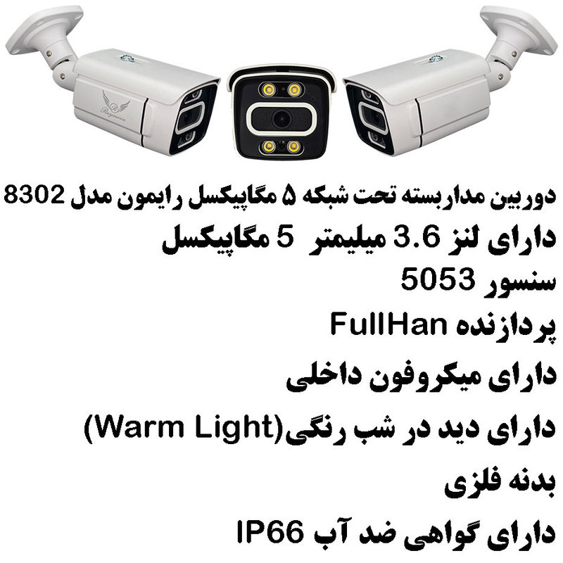 دوربین مداربسته تحت شبکه رایمون مدل POE کد 8302