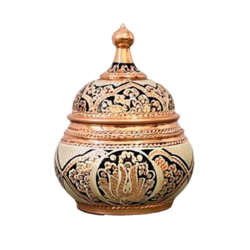 قندان مسی مدل گنبدی نقره کوب کد ZH361.1