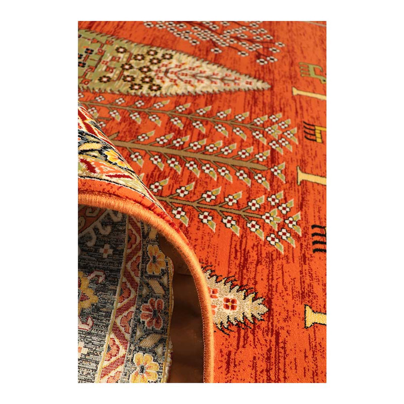 فرش ماشینی 700 شانه زمینه مسی حاشیه مسی مدل شاهکار نوین کد YN-N184-2549