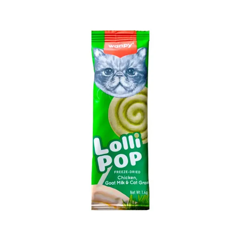 تشویقی گربه ونپی مدل Freeze Dried Lollipop طعم مرغ، شیر بز و علف وزن 14 گرم