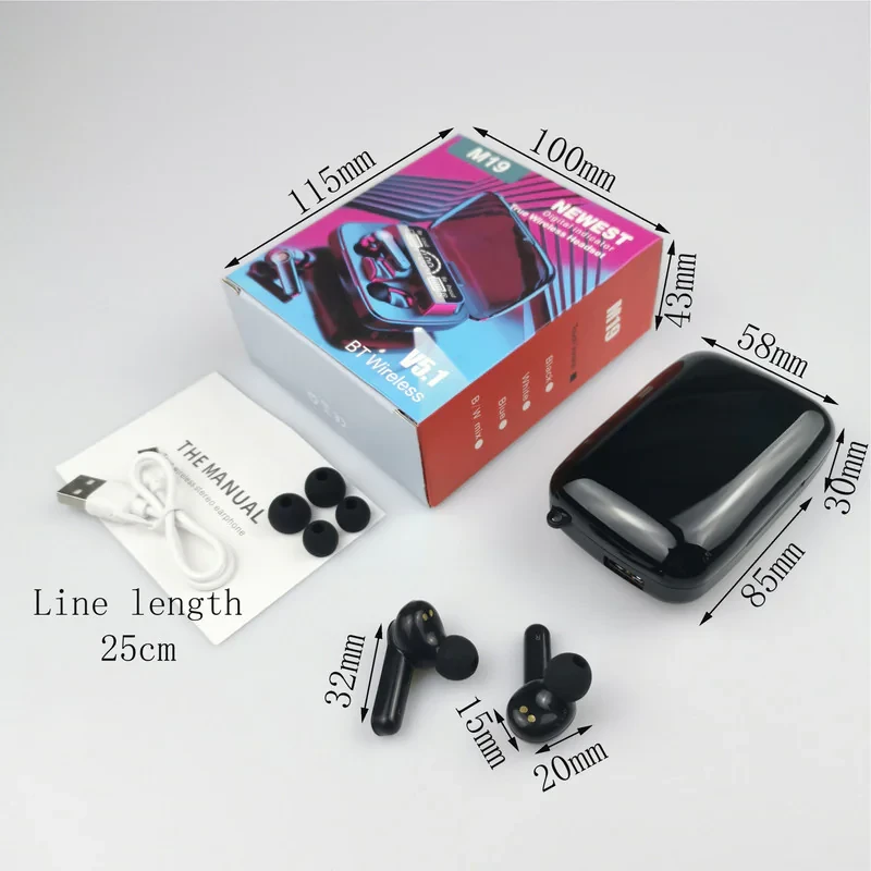 هدفون بلوتوثی مدل M19 Newest با میکروفون نویز کنسلینگ، درگاه شارژ microUSB، امکان استفاده به صورت پاوربانک