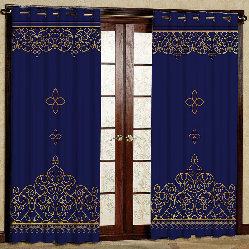 پرده طرح حاشیه دار مدل هازان پانچی کد 1494 H سایز 280x140 سانتی متر