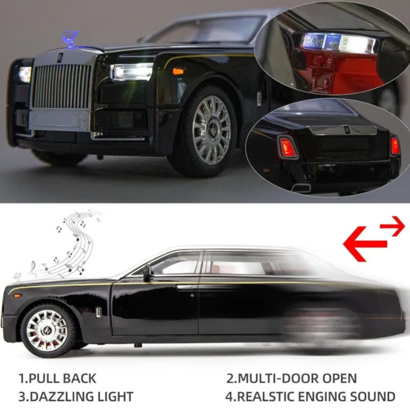 ماکت ماشین بازی ناب سل مدل رولزرویس سقف کهکشانی فلزی موزیکال کد  Rolls-Royce scale 1:18