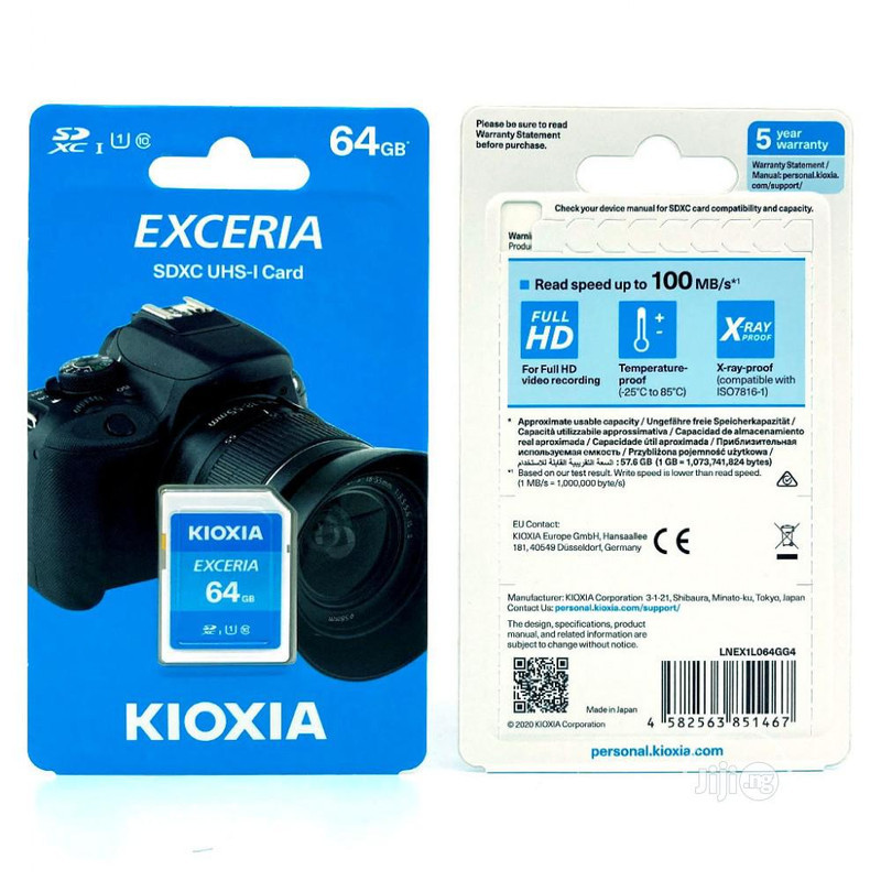 کارت حافظه SDXC کیوکسیا مدلEXCERIA کلاس 10 استانداردUHS-1 سرعت 100mbs ظرفیت 64 گیگابایت