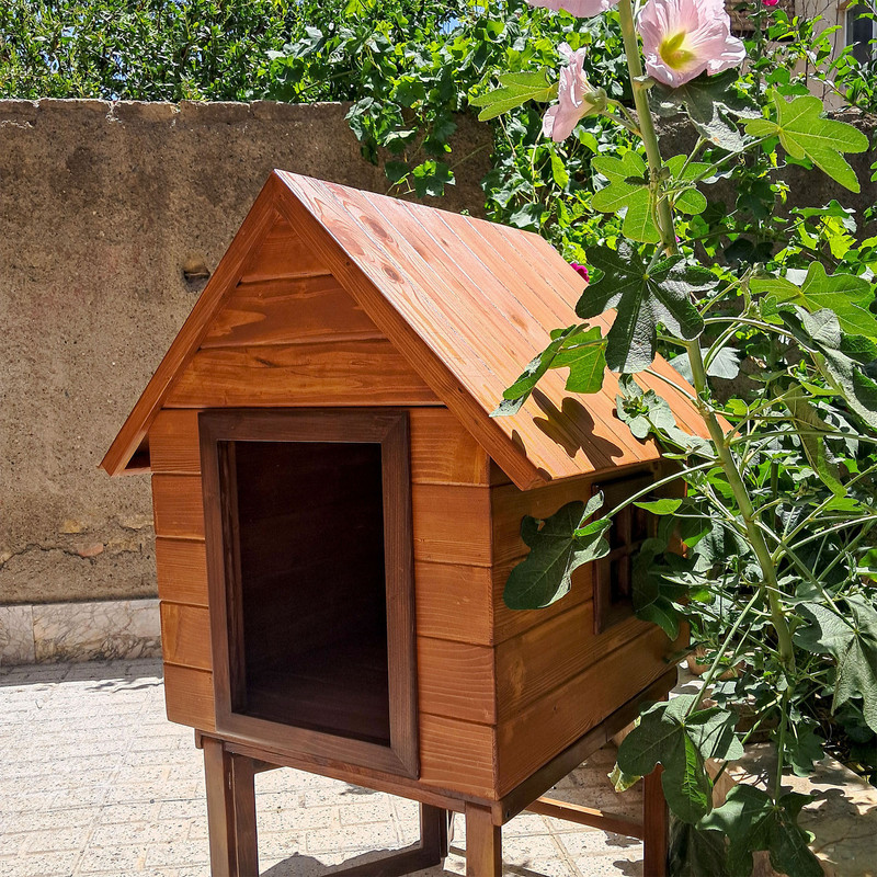 جای خواب سگ و گربه مدل کلبه چوبی