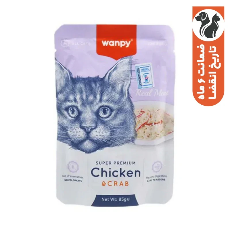 پوچ گربه ونپی مدل سفارش اروپا با طعم مرغ و خرچنگ وزن 85 گرم