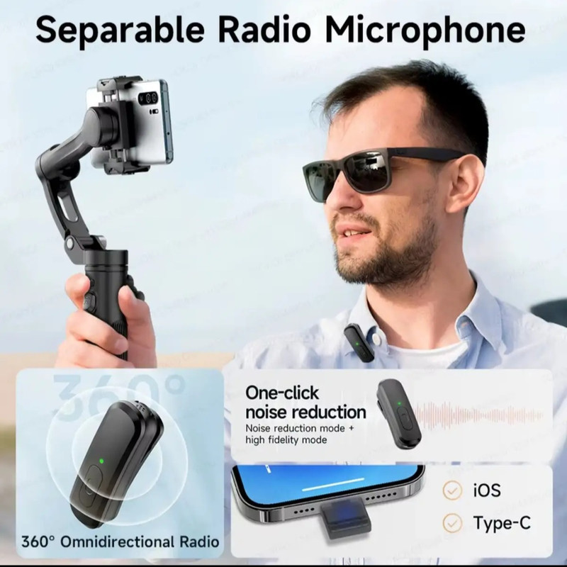 گیمبال و استابیلایزر هوشمند توکی مدل M06 AI 3-Axis به همراه دوربین دنبال کننده و میکروفون و فلش