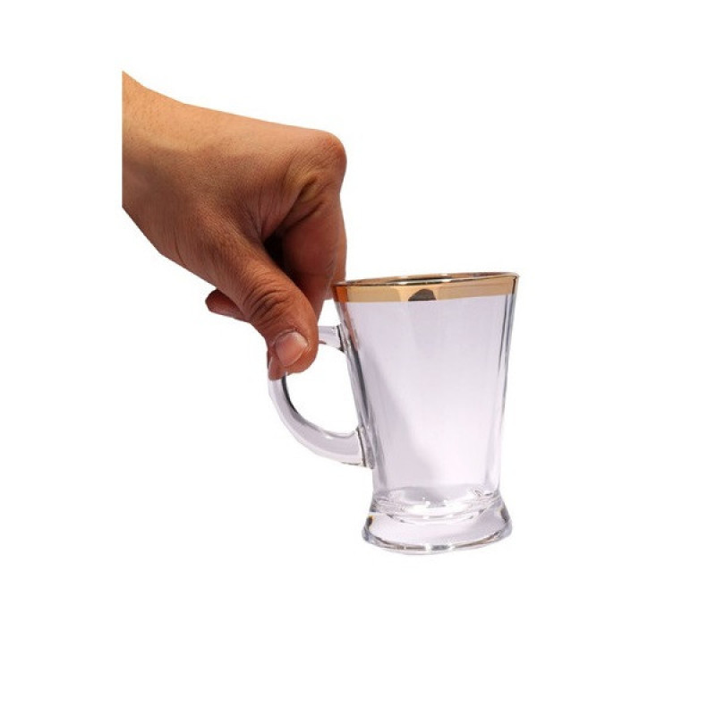 استکان کاوه مدل فرگو لب طلا بسته 6 عددی
