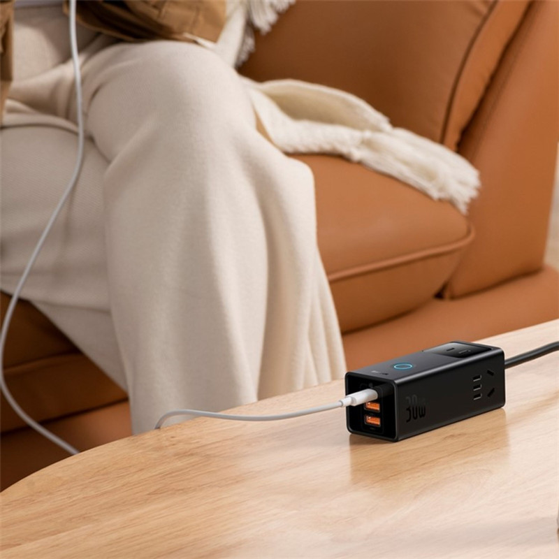 شارژر رومیزی 30 وات بیسوس مدل Power Combo Digital Powerstrip