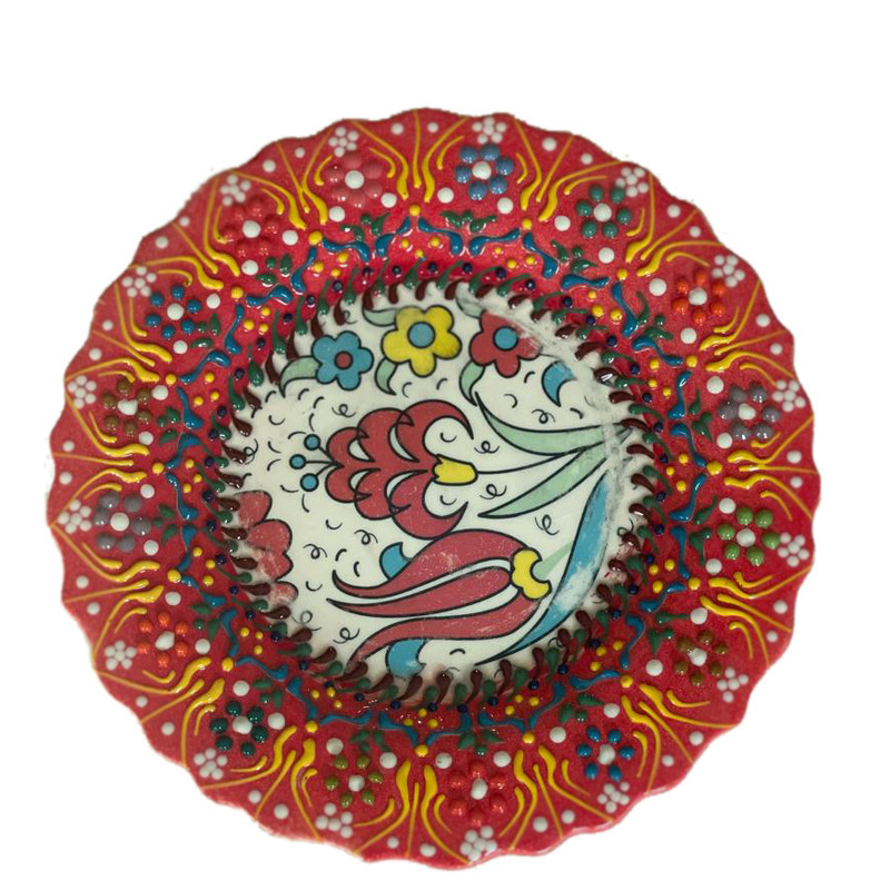بشقاب میناکاری مدل نقش برجسته طرح لب کنگره ای کد 182 بسته 6 عددی