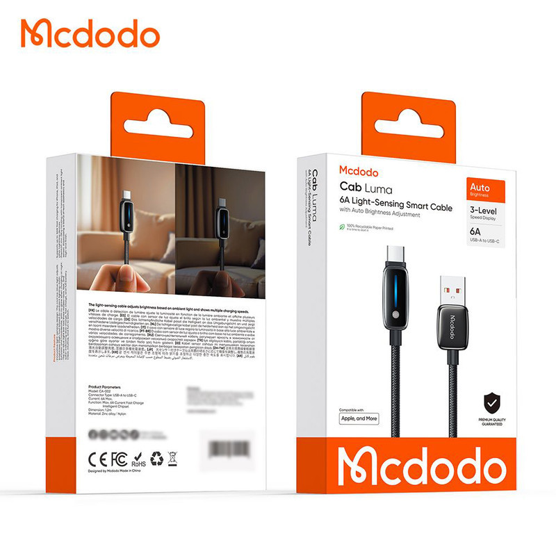 کابل تبدیل USB به USB-C مک دودو مدل CA-002 طول 1.2 متر