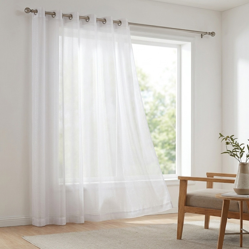پرده مدل پانچ حریر شاین ساده سایز 150x280 سانتیمتر