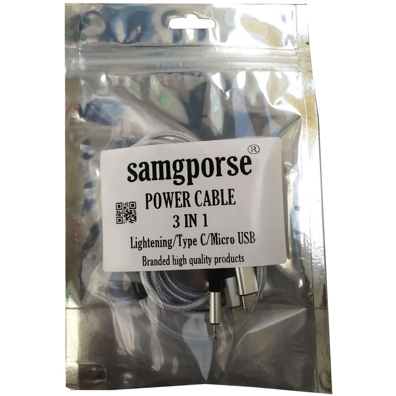كابل تبدیل USB به  لايتنينگ micro USBUSB-C سمگپرس مدل توربو شارژ طول 1 متر