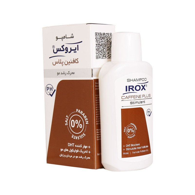 شامپو تقویت کننده و ضد ریزش مو ایروکس مدل Caffeine plus حجم 200 میلی لیتر