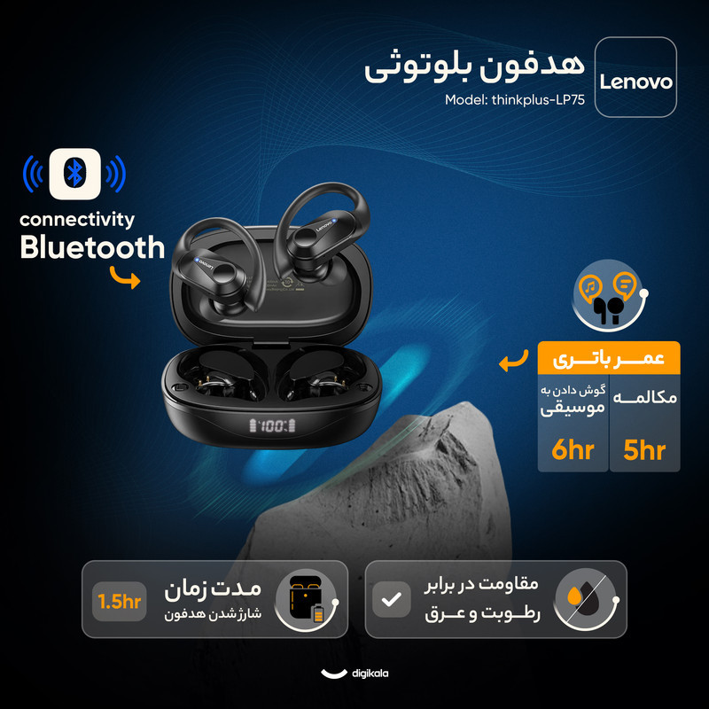 هدفون بلوتوثی لنوو مدل thinkplus-LP75