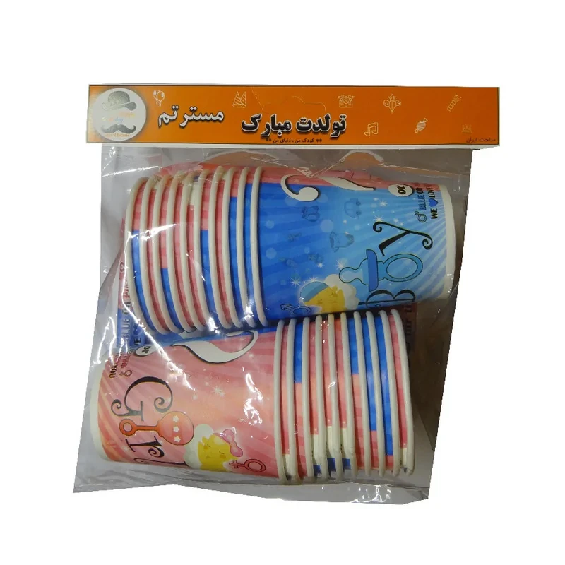 پیش دستی و لیوان یکبار مصرف مستر تم طرح تعیین جنسیت بسته 40 عددی