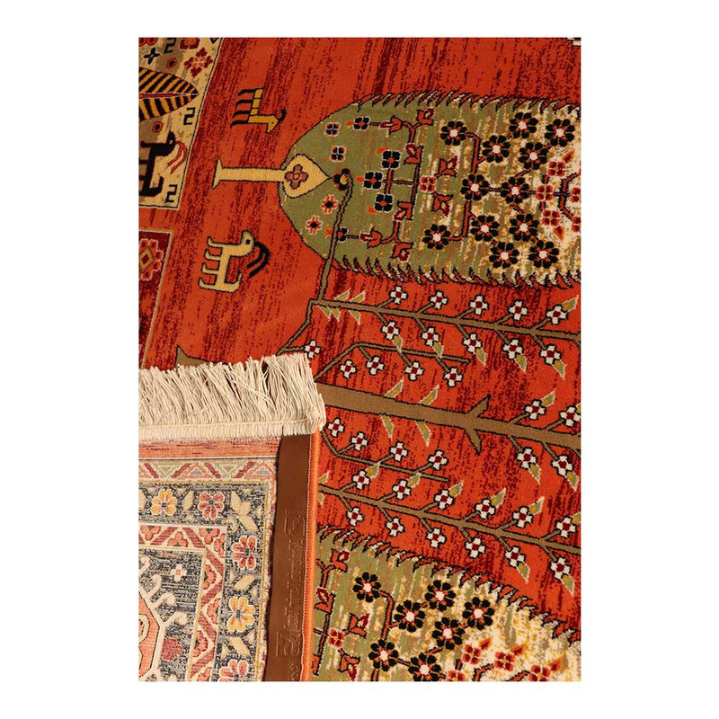 فرش ماشینی 700 شانه زمینه مسی حاشیه مسی مدل شاهکار نوین کد YN-N184-2549