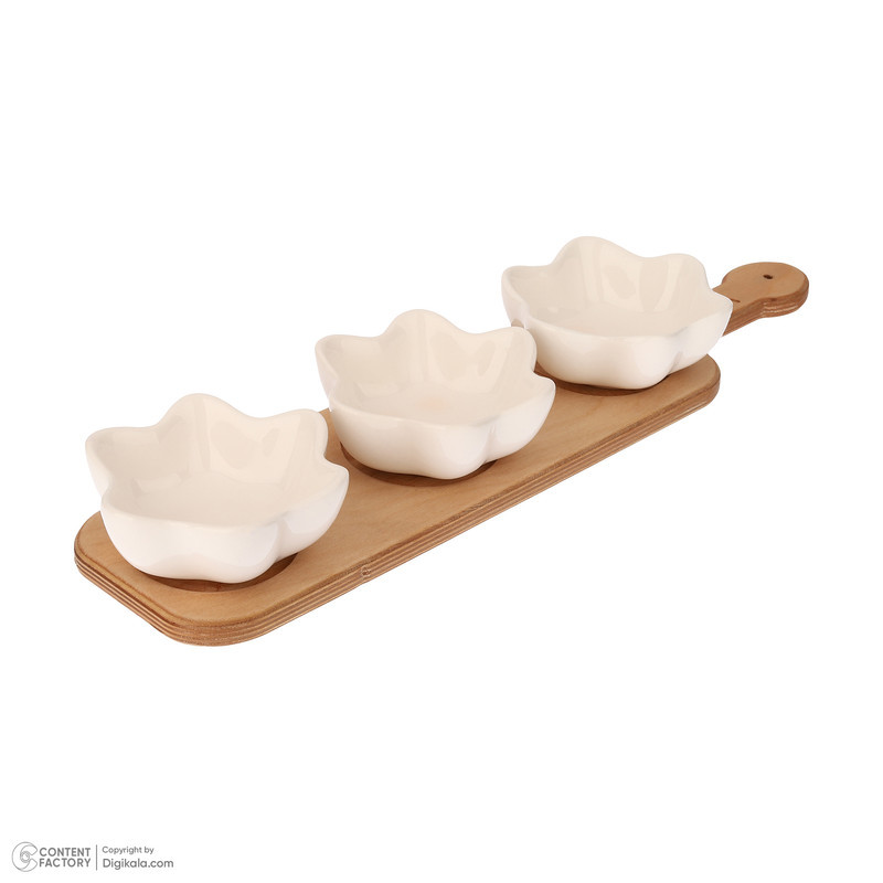 اردوخوری فانتزی مدل خورشید سرامیک و چوب با نگهدارنده 42.5x10.5x1.3 سانتی‌متر، کاسه 10.5x10.5x4 سانتی‌متر، مناسب شستشو با دست