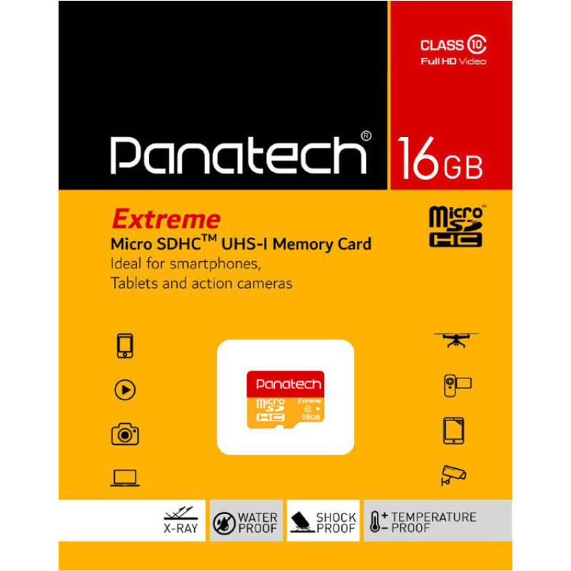 کارت حافظه‌ microSDHC پاناتک مدل Extreme کلاس 10 استاندارد UHS-I U1 سرعت 30MBps ظرفیت 16 گیگابایت