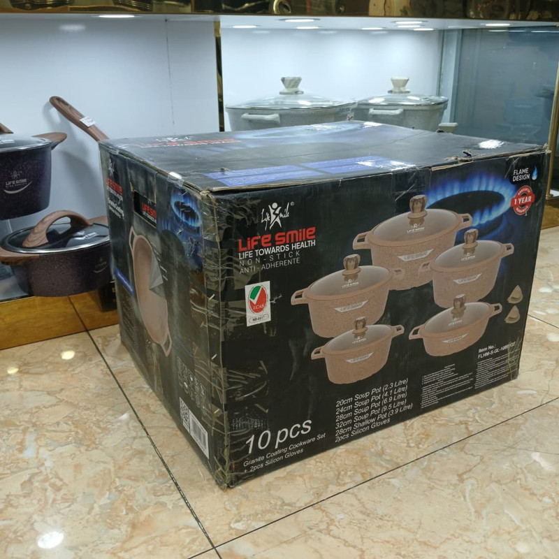 سرویس قابلمه گرانیتی 10پارچه لایف اسمایل طرح شعله کد FLHMS